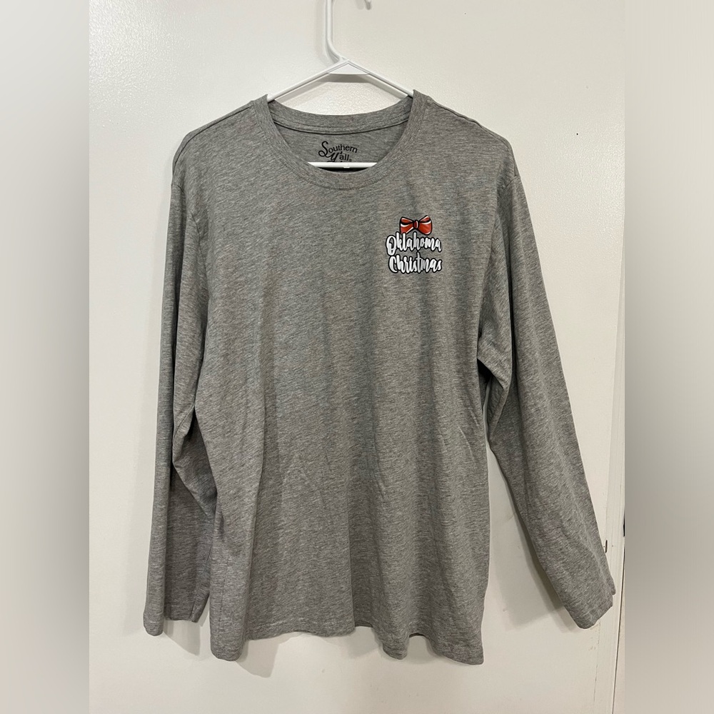 Southern Y’all Gray Long-Sleeve Tee Oklahoma Christmas tee, size XL